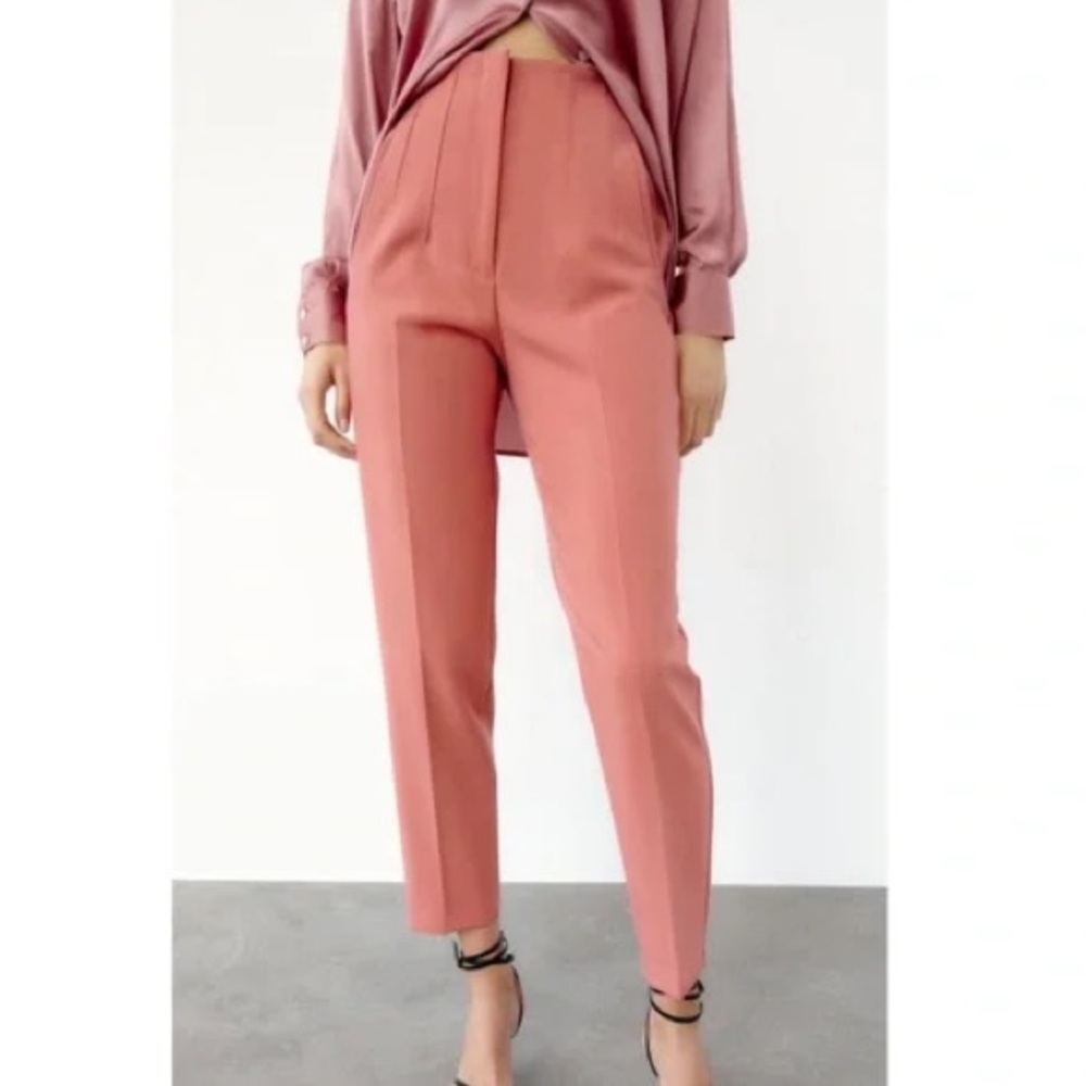 Commense Cropped High Waisted Tapered Pleated Pants
